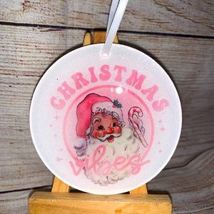 Retro Santa Claus Glitter Christmas Ornament